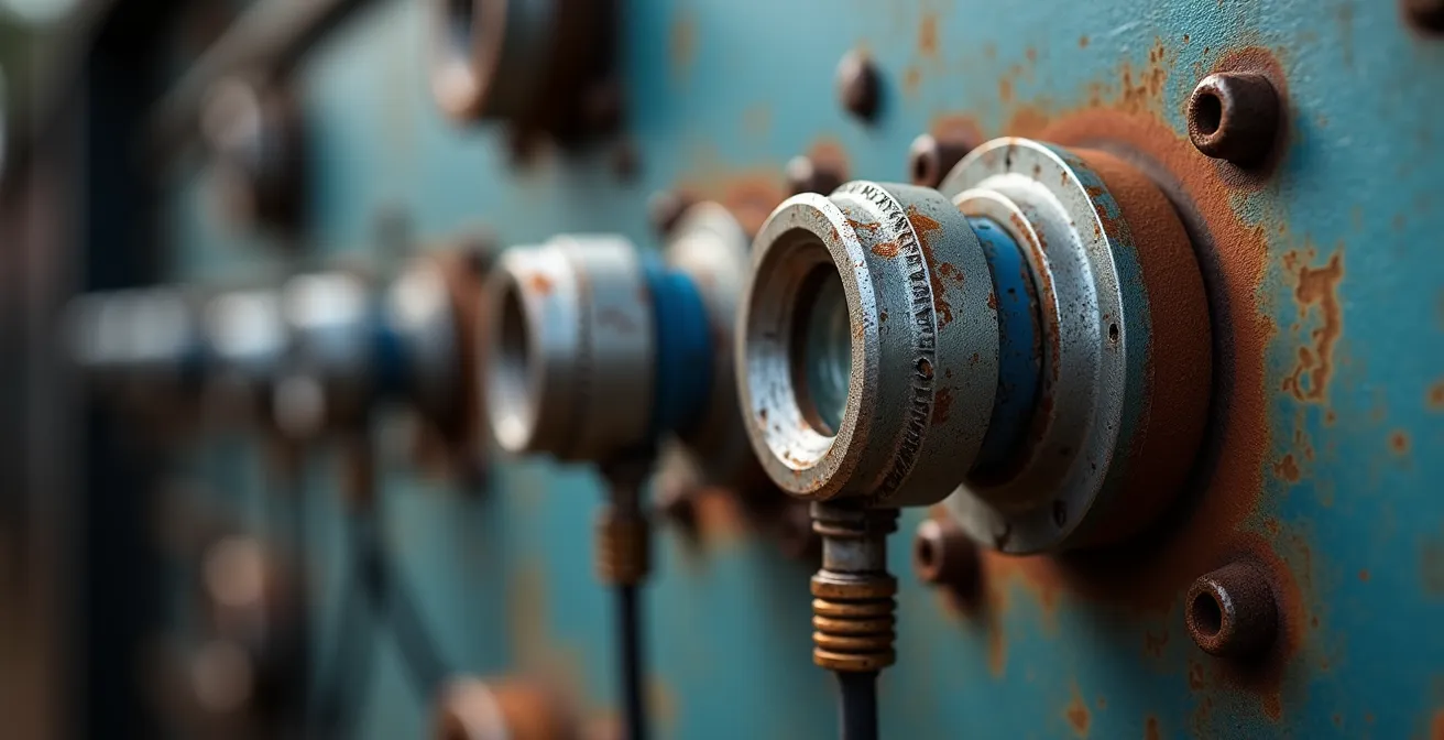 Gros plan sur des capteurs de vibration installés sur un équipement de forage pour la maintenance prédictive