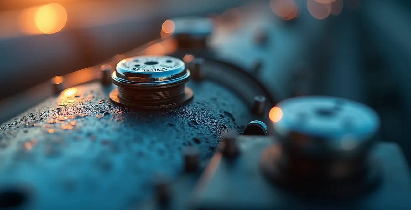 Détail macro de capteurs de détection sur pipeline