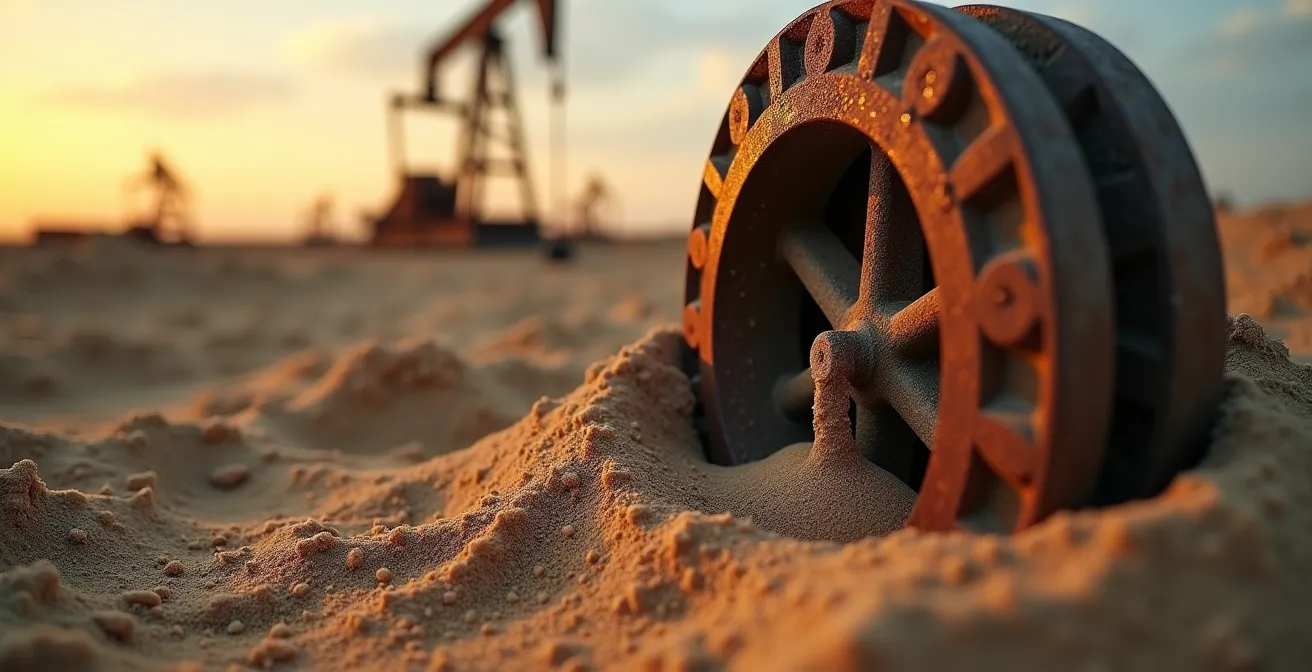 Représentation visuelle du déclin de production d'un puits de schiste avec équipement de forage