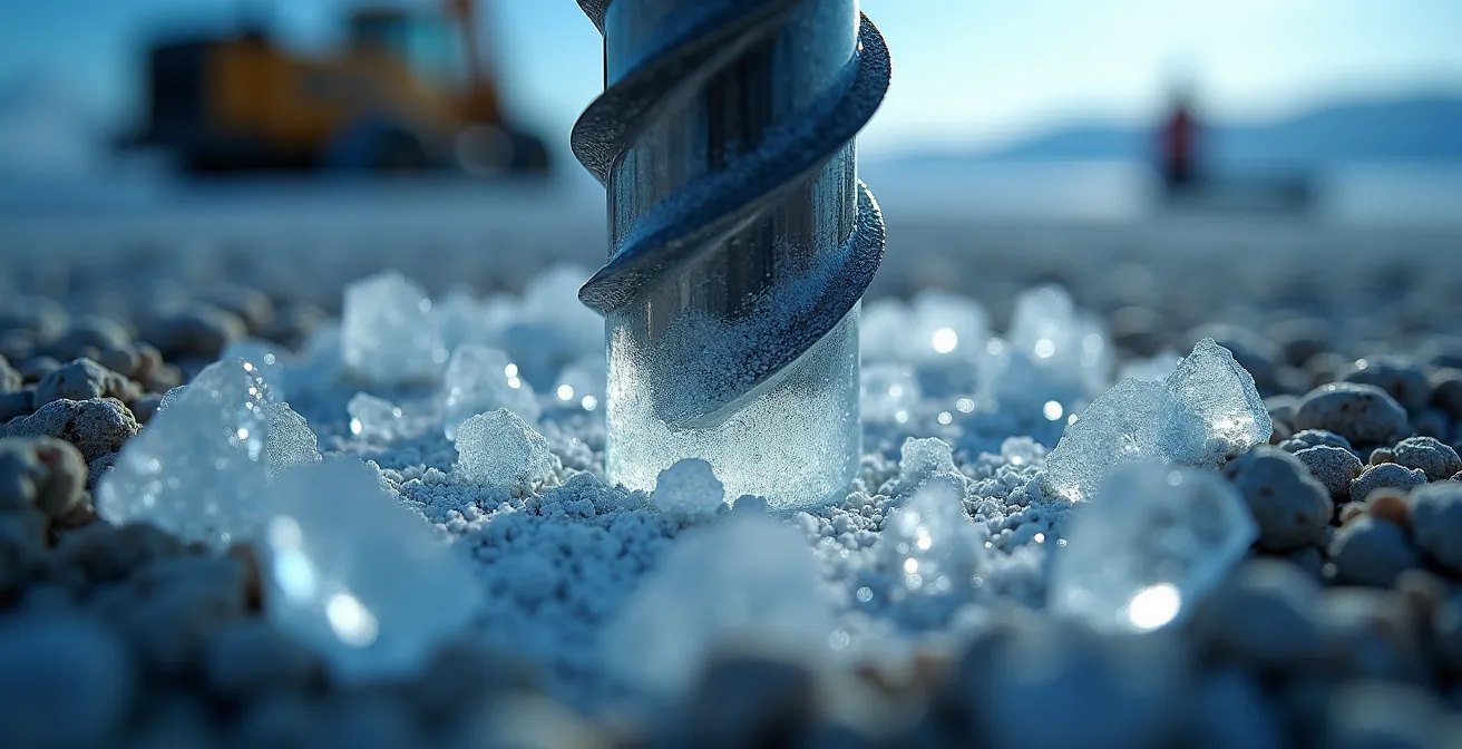 Système de thermosiphons maintenant le sol gelé autour d'une infrastructure de forage dans le Grand Nord canadien