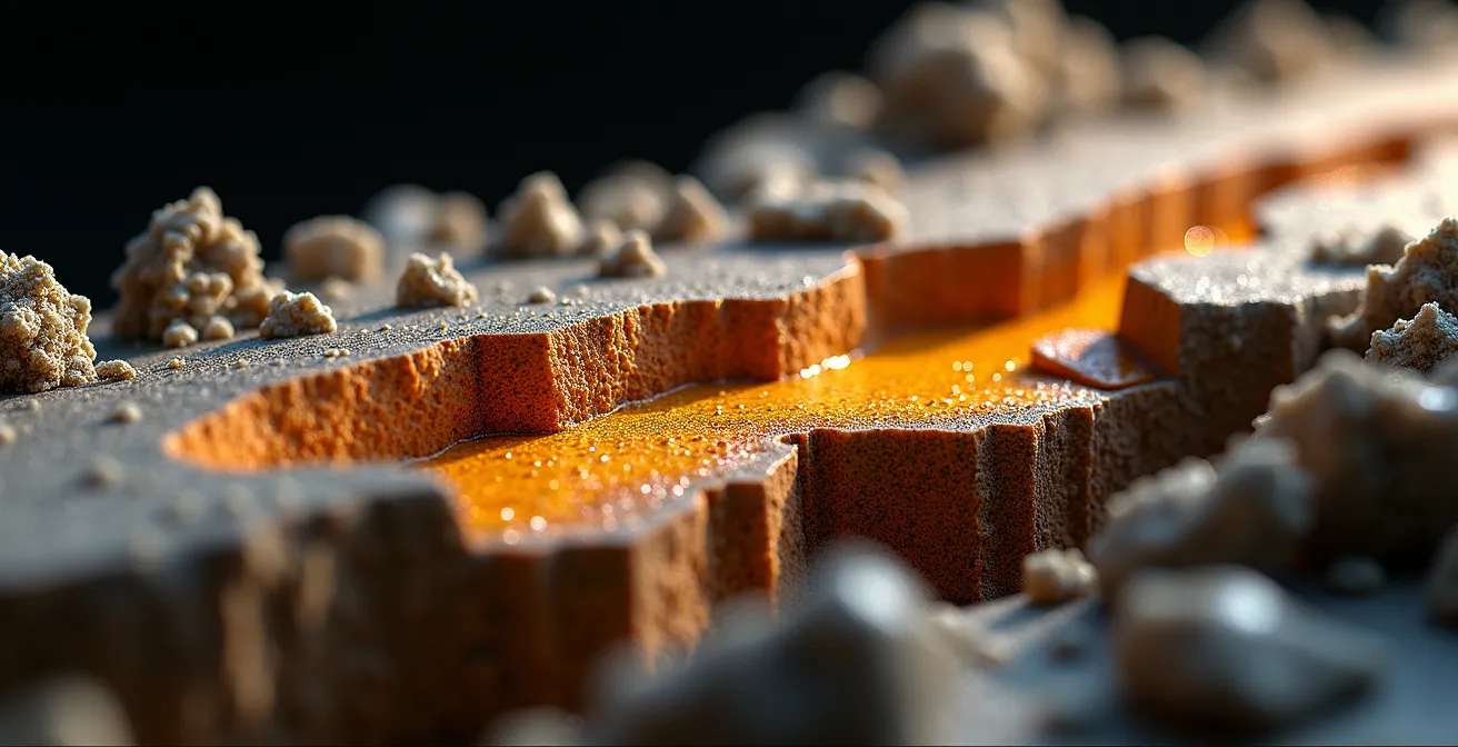 Vue en coupe d'un réservoir géologique montrant l'injection de CO2 et les couches de roche