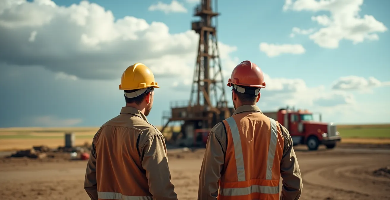 Installation géothermique moderne dans le paysage des prairies canadiennes