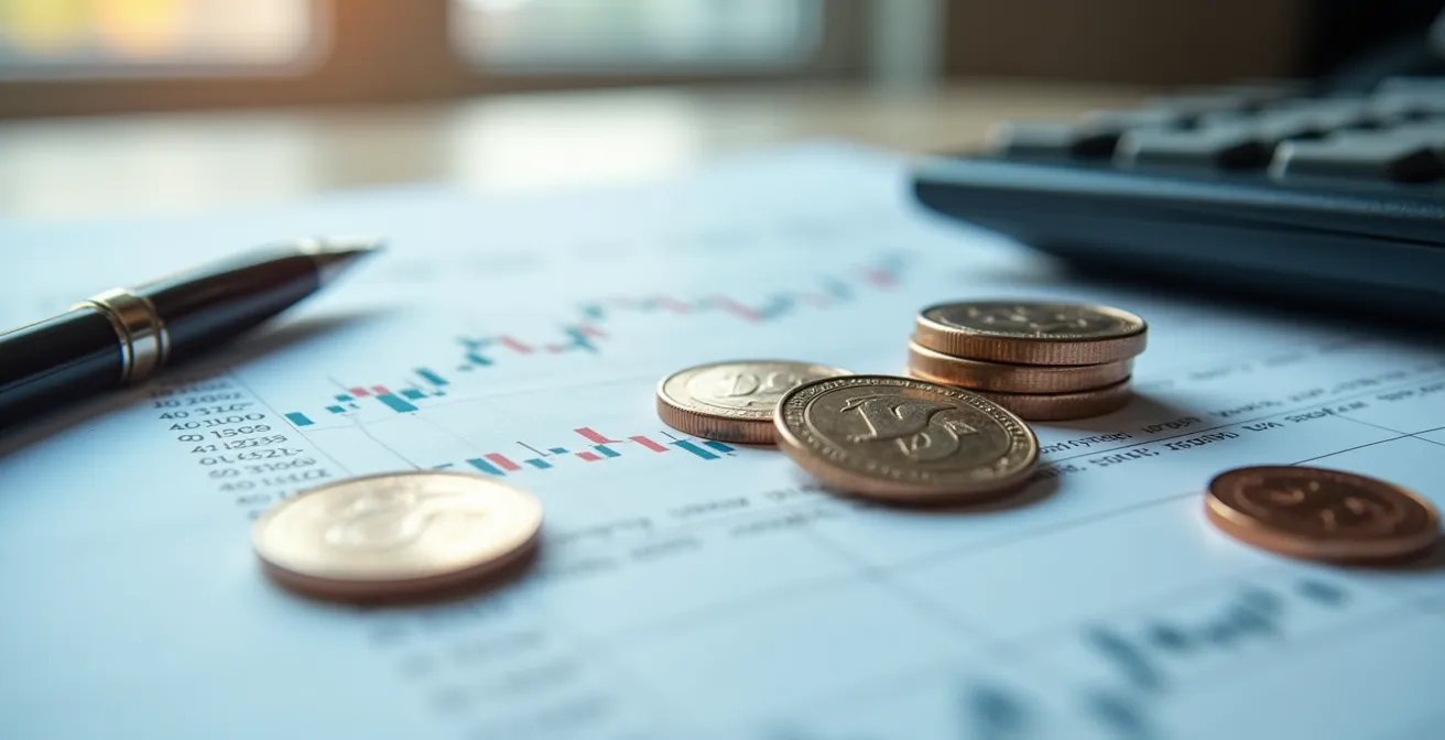 Vue macro de documents financiers avec graphiques économiques du secteur pétrolier