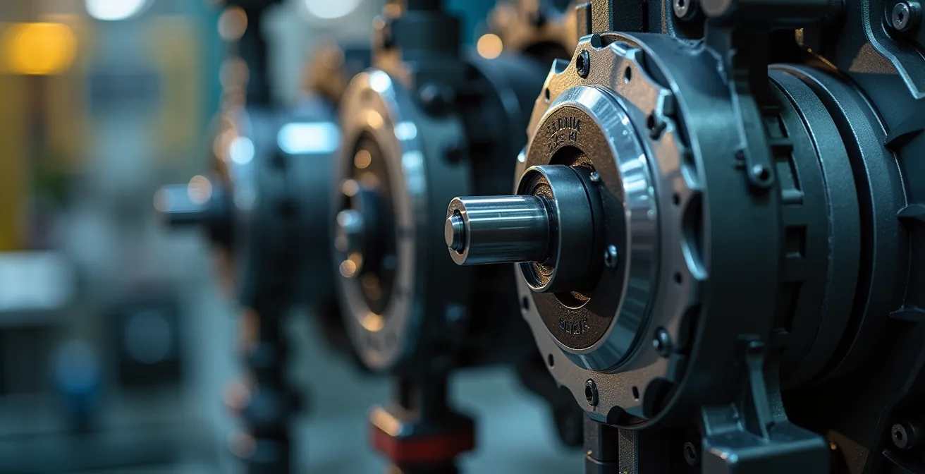 Vue macro détaillée d'un système rotatif dirigeable utilisé dans le forage pétrolier