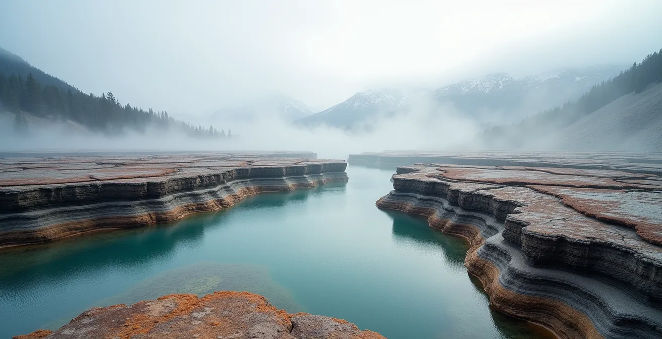 Coupe géologique montrant la compartimentation complexe d'un réservoir pétrolier canadien